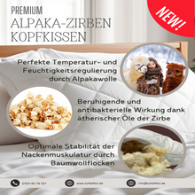 Lade das Bild in den Galerie-Viewer, Premium Kopfkissen Alpaka Zirbe 40x80cm nachhaltig 100% Natur

