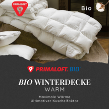 Lade das Bild in den Galerie-Viewer, Warme Winter Bio Bettdecke mit Primaloft Bio Faser gefüllt in weiß
