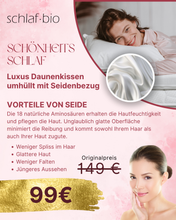 Lade das Bild in den Galerie-Viewer, Seidenkissen Set 40x80 cm – Daunenkissen mit Seidenbezug für Haut &amp; Haare

